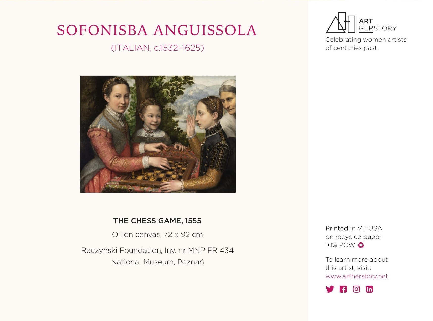 The Chess Game (c. 1555) by Sofonisba Anguissola 